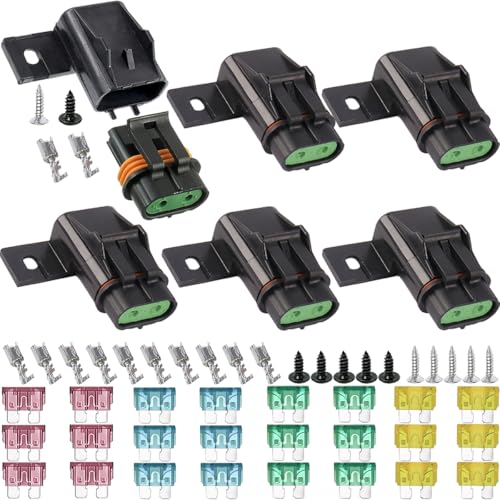6 Pcs Waterproof ATC/ATO Fuse Holder Assembly Splice, 12V Inline Holder 12AWG 15A/20A/30A/40A Fuse, for ATC/ATO Fuses, Automotive, Marine, Heavy Duty Bus Power System - color: Without cord