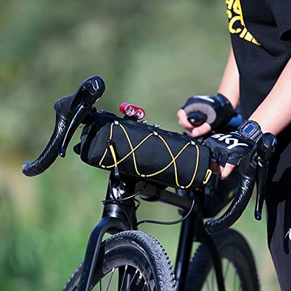 Rhinowalk Bike Handlebar Bag, Bicycle Front Bag Shoulder Bag Storage Bag with Shoulder Strap for Road Mountain Bike Cycling Travel - color: Black+Yellow