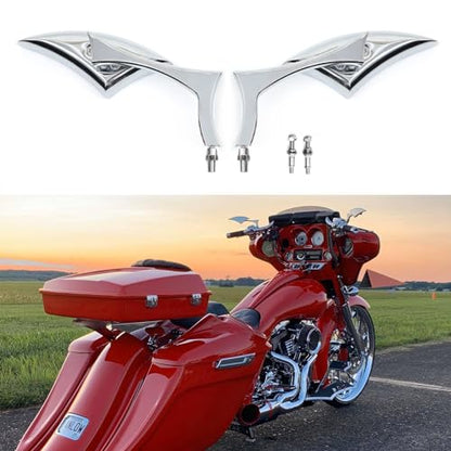 Chrome Motorcycle Blade Rear View Mirrors Compatible with Harley Road King Street Glide Softail Road Glide Electra Dyna Cruiser Bobber Chopper - color: Chrome-Harley