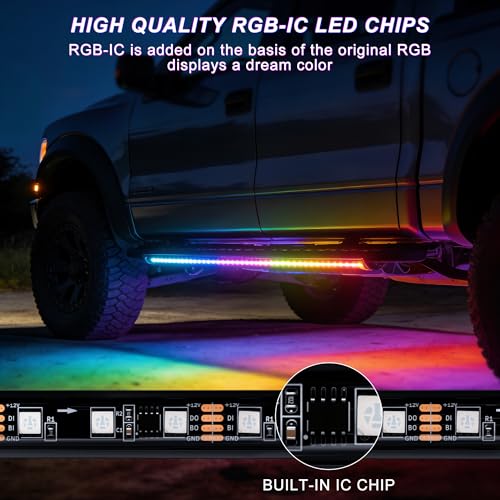 Underglow LED Lights for Cars - 8PCS RGB+IC Chasing Kit with 252 LEDs, IP67 Under Car Neon Lights with APP，Remote Control, Sound Active Multicolor Light Bar for Trucks SUVs RV, 12V Universal Fit - color: Trucks/SUVs/RV Class B & B+