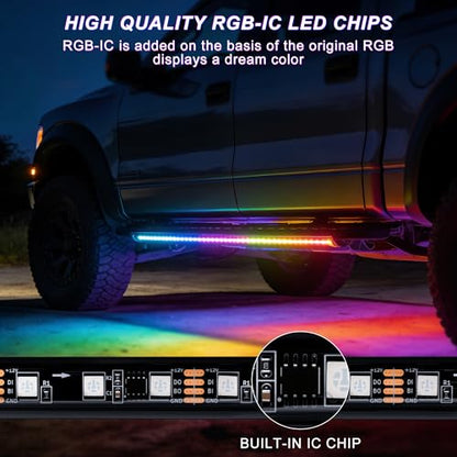 Underglow LED Lights for Cars - 8PCS RGB+IC Chasing Kit with 252 LEDs, IP67 Under Car Neon Lights with APP，Remote Control, Sound Active Multicolor Light Bar for Trucks SUVs RV, 12V Universal Fit - color: Trucks/SUVs/RV Class B & B+