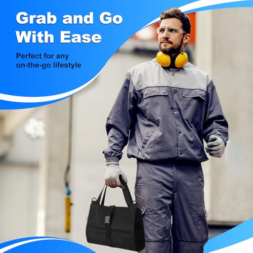 Roll up Tool Bag, Heavy Duty Portable Tool Organizer with Waterproof Oxford Cloth and Zipper Pouch, Rollable Carrying Storage for Mechanics Electricians and Repairmen, Black