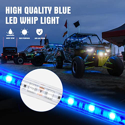 BESTZHEYU 2PCS 0.9M Blue LED Whip Light for ATV UTV 3FT LED Whip Light Antenna Whips for RZR Polaris Off-Road Sand Dune Buggy 4x4 - color: 0.9M Blue Whip Light
