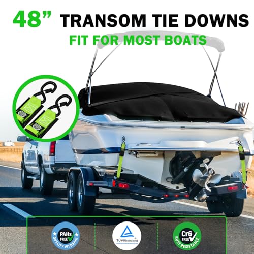 StarLeaparts Transom Tie Down Kits (2PK) -2" x 48" Boat Transom Straps - 1,200lb Break Strength Boat Straps for Trailer, Boat or Kayak Secure(Green) - color: Green