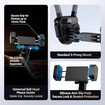 JJC Neck Phone Holder Camera POV Chest Mount, Hands-Free Recording for Samsung S26 S24 Xiaomi 17 16 Ultra iPhone 17 16 Pro Max, GoPro Hero 13 12 DJI Osmo Action 6 5 for Hiking Cycling Vlogging