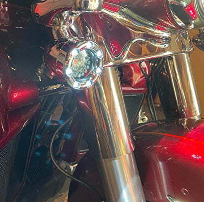 Eagle Lights 2 Inch Bullet Front Infinity Beam LED Turn Signals w/Running Light Ring Covers for Harley Davidson - Chrome / 1157 Base - color: Chrome