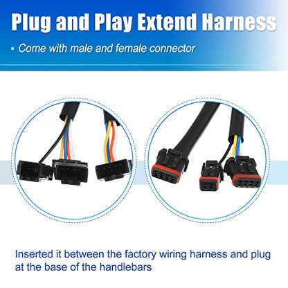 X AUTOHAUX 10 Inch Handlebar CAN Bus Circuit Wire Extension Harness for Harley Davidson Softail Dynas Electra Glide Road Glide Sportster Handlebar Wire Extension Switch Wiring Harness - size: 10in