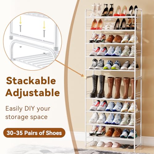 Simple Shoe Rack, 5 Tier Heavy Duty Metal Shoe Shelf 27 Inch Wide, White - color: White, size: 5 Tier(27 Inch)