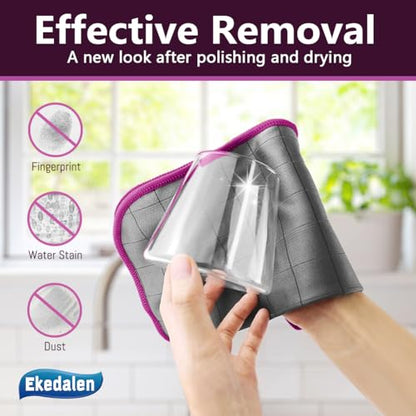 Microfiber Cleaning Cloth Lint Free Glass Cleaner Window Polishing Streak Free Miracle Easy Clean Rag Reusable for Mirror Kitchen Dish Auto Detailing, Grey-Purple - color: Grey-purple