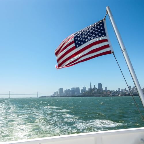 SYII American Flag 16x24 Inches, Embroidery 50 Stars Ensign Nautical US Boat Flags with 2 Brass Grommets, Heavy Duty Nylon Outdoor Banner for Marine Yacht UTV - color: 16x24 American Flag