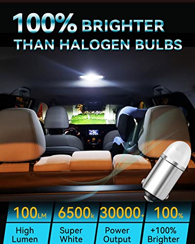 Keiurot 1893 Led Bulb 1895 1815 1816 53 57 Bulb BA9S Led Bulb for Indicator Lights for Vehicles Car Dome Map Trunk License Plate Courtesy Step Light White DC/AC 12V, 10-Pack - color: White BA9s Led Bulb