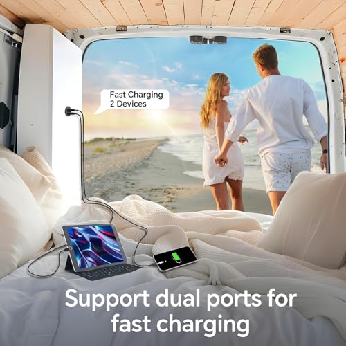 50W 12V USB Outlet Dual 25W USB-C Charger PD 3.0 Aluminum Fast Charging Socket, Replacement Car Charger Accessories for RV Camper Trailer Truck Boat Golf (2Pcs) - color: 2Pcs