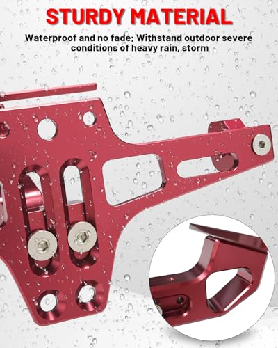 MDPROMCP Universal Motorcycle Fender Eliminator With LED Light CNC Aluminum License Plate Bracket (Red) - size: Red