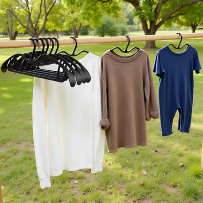 10Pack Coat Hanger Wide Shoulder Hangers Black