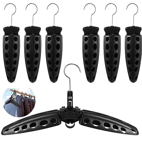 Mifoci 6 Pcs Wetsuit Hanger Foldable Surfing Suit Scuba Hangers Folding Vented Surfing Scuba Diving Accessories, Black, 20 Inches/ 51 cm After Unfolded
