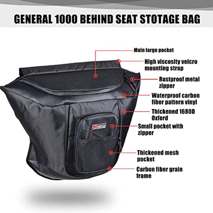 UTV Center Seat Bag Compatible with Polaris General 1000/1000-4 / XP 1000 / XP 4 1000 2016-2025 Large Rear Seat Storage Bag Tool Bag (Black)