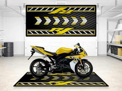 Garage Mat for R1-50TH Annıversary Edition Motorcycle Model, Parking mat, Pit Mat, Washable Non-Slip Garage and Showroom Floor Carpet-Rug (Size 2: 102 x 47/260 x 120 cm) - size: Size 2: 102 x 47 "/ 260 x 120 cm
