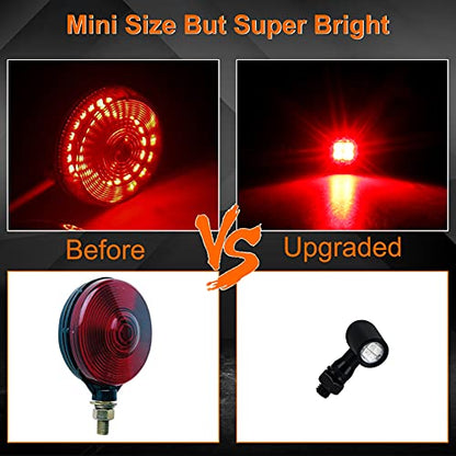 LED Tun Signals Universal Mini Motorcycle Blinkers Brake Tail Lights Compatible with Harley Honda Kawasaki Suzuki Triumph Yamaha - color: Rear Red