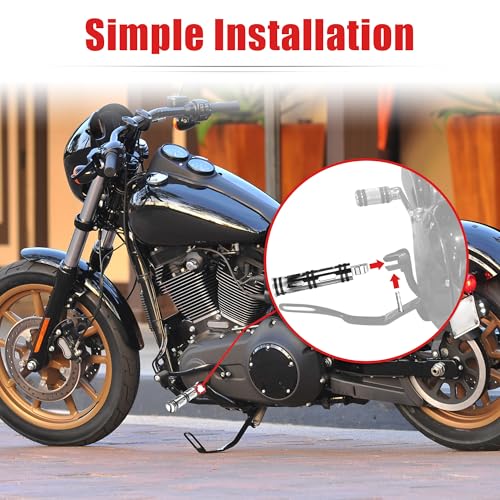 Goldfire Motorcycle Foot Pegs Front & Rear Footpegs 1 Pair Slim CNC Cut Foot Rests Compatibility For Harley Sportster, Dyna, Road King (Chrome) - color: Chrome