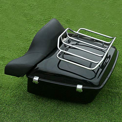 SLMOTO King Tour Trunk Backrest King Tour Trunk w/Luggage Rack Backrest Fit For 2014-2025 Harley Touring Models Road King Road Glide Street Glide Electra Glide Ultra-Classic Gloss Black - color: AStyle #12
