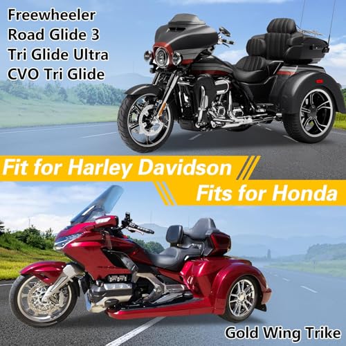 EVRBUL Trike Motorcycle Cover Waterproof 3-Wheel Vehicles Cover with Reflective Strips and Windproof Buckle Compatible with Harley Davidson CVO Tri Glide, Honda Gold Wing Trike 108× 59× 59 in - size: 108’’-Trike