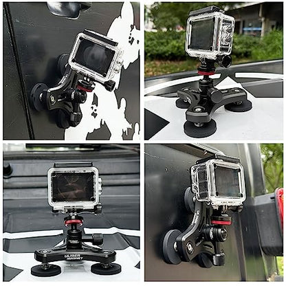 ULIBERMAGNET Magnetic Action Camera Mount,100LB Solid Aluminum Magnetic Mount Tripod with Mini Ball Head,Strong Rubber Coated Magnet with 1/4’’-20 Male Thread Stud for GoPro,Security Camera - style: 100LB Triangle Magnetic Camera Mount