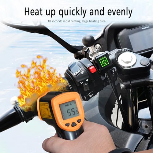 Motorcycle Heated Grips Cover, Universal 12V Handlebar Heater Heated Handlebar Grips Compatible with Harley Davidson, 5 Gear Adjustable Temperature, IP67 Waterproof, ATV Hand Heater Warmer - color: 12v
