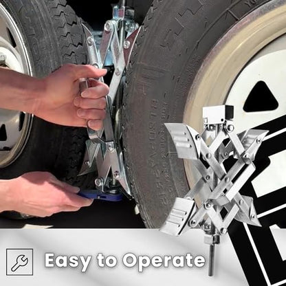 X-Shaped RV Wheel Chock Fit 3.25” to 10.5” Camper Wheel Chock Stabilizer Scissor with Accessories Pair for Travel Trailer, Heavy Duty Tire Wheel Chock Scissor Locking X Chock, 1Pack - size: 10.5inch 1pc