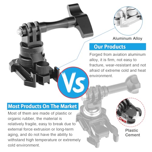Forevercam 360°Rotate Aluminum Helmet Mount for Gopro Hero 13 12 11 10 9 8 DJI Osmo Insta360 AKASO and Other Action Camera Quick Release Buckle Clip Basic Base Mount - color: BLACK