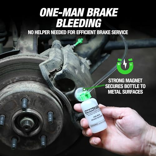 OEMTOOLS 25036 Bleed-O-Matic One-Man Brake Bleeder Kit, Featuring An Opaque Brake Bleed Bottle / Transparent Hoses and Tapered Fittings, No Mess Brake Fluid Bleeding , Multi color(Packaging May Vary) - style: Brake Bleeder Kit