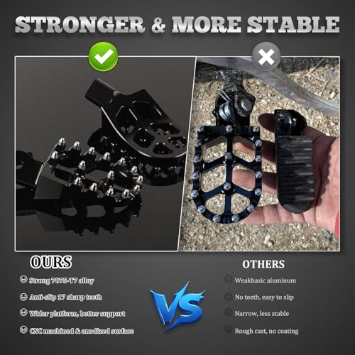 XINGWU Dirt Bike Foot Pegs for Surron Light Bee X/S E-Ride Pro SS/SR/S Talaria Sting MX3/R MX4 Segway X160/X260 CRF150F 230F 250F Electric Dirt Bike Foot Peg Rests (Black) - color: Black