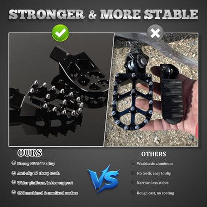 XINGWU Dirt Bike Foot Pegs for Surron Light Bee X/S E-Ride Pro SS/SR/S Talaria Sting MX3/R MX4 Segway X160/X260 CRF150F 230F 250F Electric Dirt Bike Foot Peg Rests (Black) - color: Black