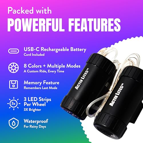 Activ Life LED Bike Wheel Lights with Batteries Included! Get 100% Brighter and Visible from All Angles for Ultimate Safety & Style (1 Tire Pack) - color: Pastel