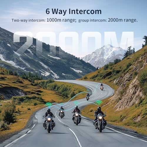 Fodsports T1 PRO Motorcycle Intercom V5.4 with Music Sharing, One-Click Switching for 4 Functional Modes, 6-Way Motorcycle Helmet Headset, FM/5 Stickers/Noise Cancellation/Stereo Music, 2 Pack - size: T1 PRO 2 Pack