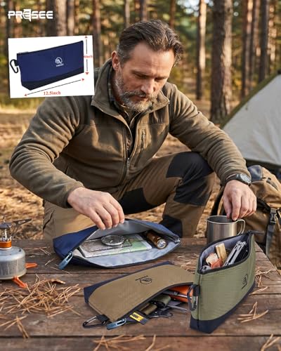 Tool Pouch Zipper Small Tool Bag Stand-Up Tool Pouches Organizer Small Tool Bags with Metal Carabiner, 1680D Duty for Tools, Stationary, Pencil Pouch, Pack of 1, 12.5 Inch Green - color: 1 Pack, 12.5" Green