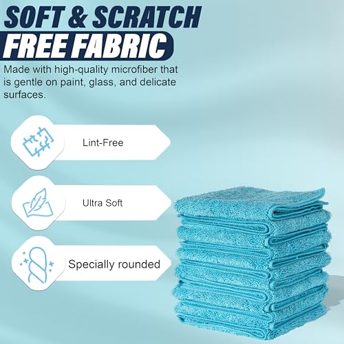 Plane Perfect Premium Microfiber Towels - 350GSM, 14"x14" Scratch Free, Absorbent, Reusable Cleaning & Drying Towels for Planes, Cars, Boats, Motorcycles | 12 Pack