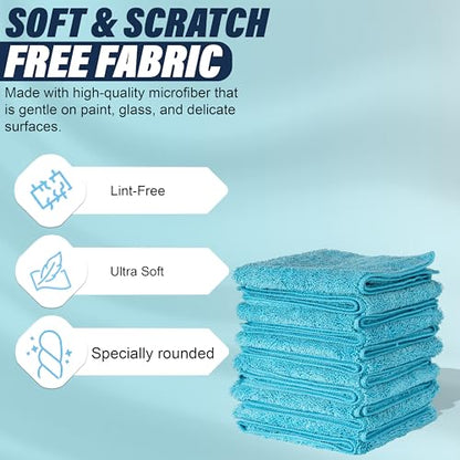 Plane Perfect Premium Microfiber Towels - 350GSM, 14"x14" Scratch Free, Absorbent, Reusable Cleaning & Drying Towels for Planes, Cars, Boats, Motorcycles | 12 Pack