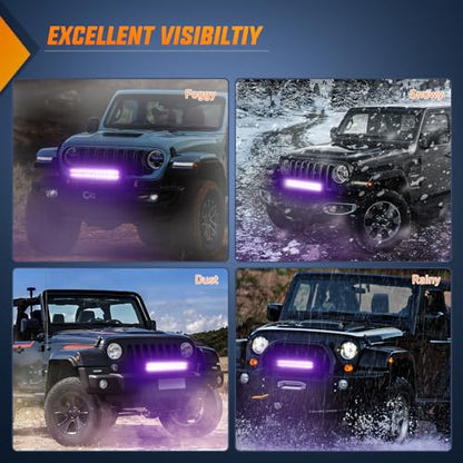 Nilight LED Light Bar 12 Inch 72W Spot Flood Combo Purple Beam Off Road Lamp Fishing Hunting Emergency Deck Work Lighting for Trucks UTV Pick-up Van Boat Tractor - color: Purple