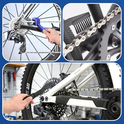 Nohumem] 5-in-1 Bike Chain Cleaner & Emergency Repair Tool Kit - Professional Bicycle Chain Scrubber, Gear Brushes, & 16-in-1 Multi-Tool - Complete Maintenance Set for Road, MTB, & E-Bikes (black) - color: black