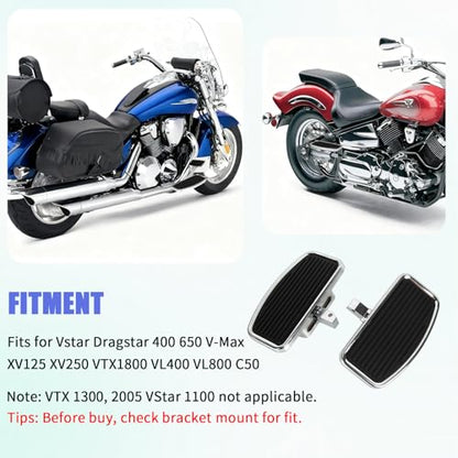 PSLER 2PCS Motorcycle Floorboards Adjustable Rear Passenger Foot Pegs, Compatible with Vstar Dragstar 400 650 V-Max XV125 XV250 VTX1800 VL400 VL800 C50, Chrome, Stripe Pattern - size: Stripe Pattern