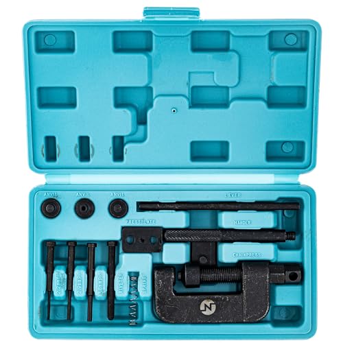 NICHE Chain Cutter Breaker Rivet Tool Kit for 25 to 630 ATV Bike Motorcycle Chains 13-Piece Set with Carrying Case