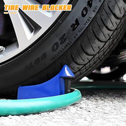 4PCS Car Hose Guide, Vehicle Detailing Cleaning Tools Hose Guides Preventing Wash Stuck Under The Tires, Automotive Wheel Rolling System Tool for Washing, Universal Fit (Blue) - color: Blue