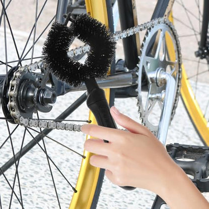 Mikinona Bike Chain Cleaner Brush Set 3pcs Ergonomic Motorcycle Chain Cleaning Tool Multi-Function Reusable Brush Kit for Bicycle and Motorcycle Maintenance