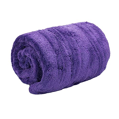 Maxshine 24" x 36" Universal Purple Duo Twisted Microfiber Towel (1200GSM) – Large, Plush, Rinse-Free Double-Sided Drying Towel – Super Absorbent Microfiber for Drying - size: 24" x 36" Purple