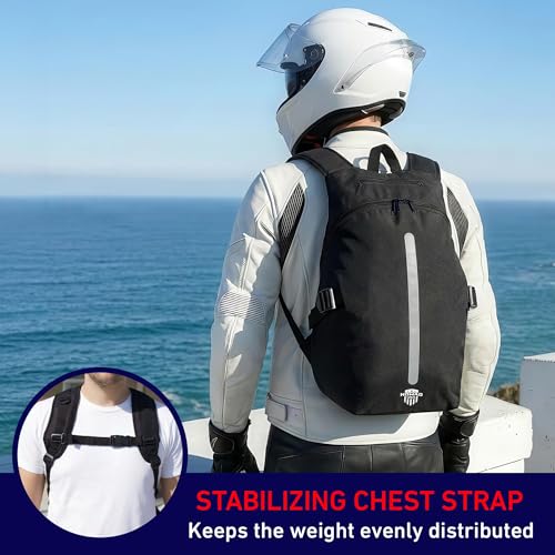 Nomad Motorcycle Backpack for Men/Women, Helmet/Laptop Luggage Bag Reflective Motorbike Riding Back Packs Lightweight Weekender Daily Travel Gear Bag Hiking Backpack for Camping, Sport, Gym, Cycling
