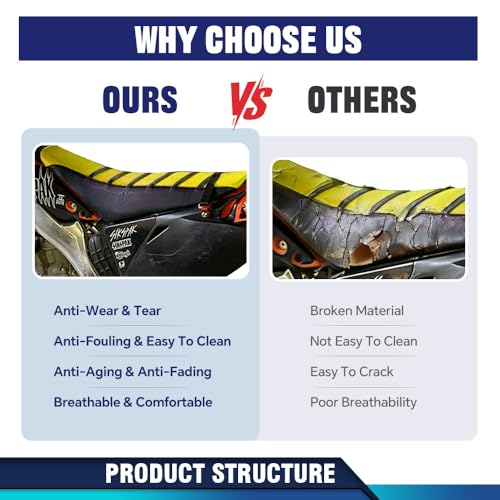 PIT66 Soft Seat Cover, Compatible with Honda CR125R CR250R CR500R CR80R CRF100F CRF125F CRF150F, Yellow - color: Yellow