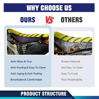 PIT66 Soft Seat Cover, Compatible with Honda CR125R CR250R CR500R CR80R CRF100F CRF125F CRF150F, Yellow - color: Yellow