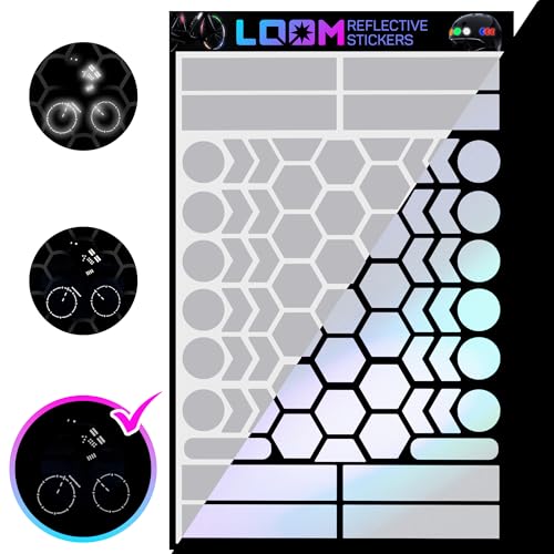 LOOM Reflective Stickers | 67pc Engineer Gry | Reflective Stickers for Helmet, Bike, Motorcycle, Hard Hat | Waterproof Reflectors for Car, Trailer | Bike Reflectors for Night Riding - color: Engineer_white-gray