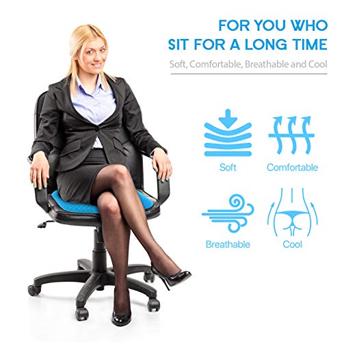 Hvllyan Gel Seat Cushion for Long Sitting (Thick & Extra Large), Gel Cushion for Wheelchair Soft, Chair Cushion, Car Seat Cushion Breathable, for Office Chair for Hip Pain