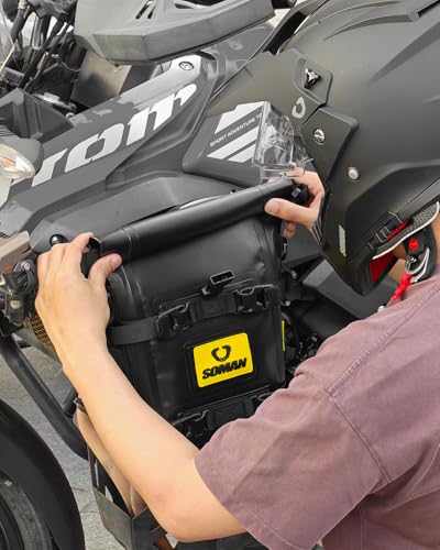 Waterproof Motorcycle Crash Bar Bag 6L, Motorcycle Tail Bag Luggage with Shoulder Straps, Dry Bag Saddle Bag Used in Saddle Rack Rear Fender for Travel & Adventure (Black) - color: Black